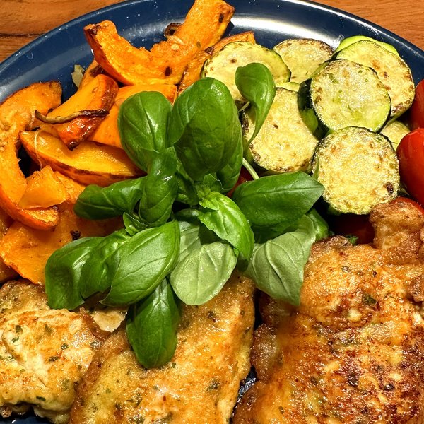 Pouletpiccata mit Parmesan-Ei-Hülle