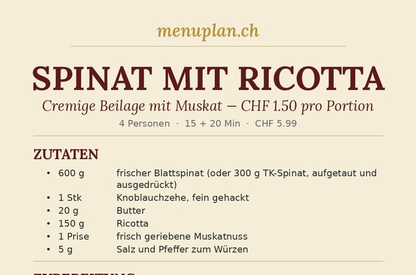 Spinat mit Ricotta